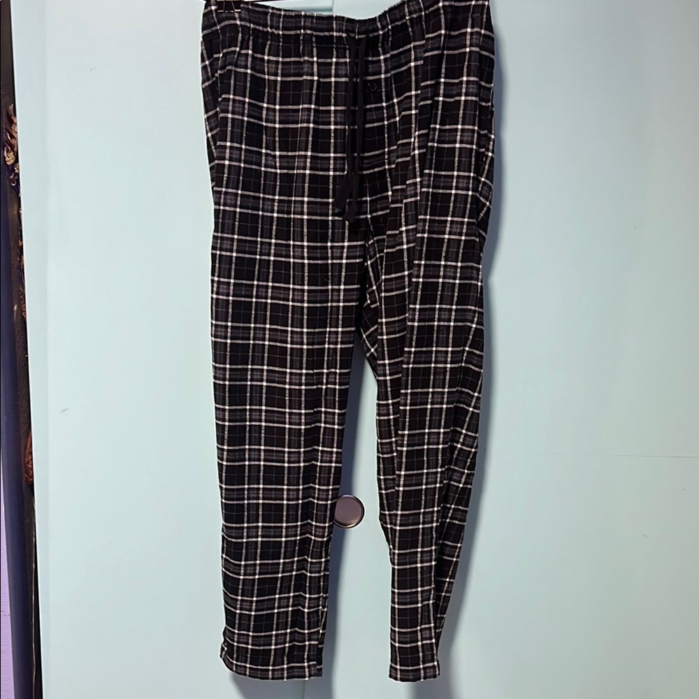 George Black and White Sweatpants with Plaid Design
